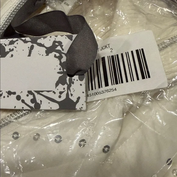 White Quilted Jacket with Silver Accents - Picture 7 of 7